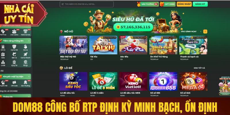 Dom88 công bố RTP định kỳ minh bạch, ổn định